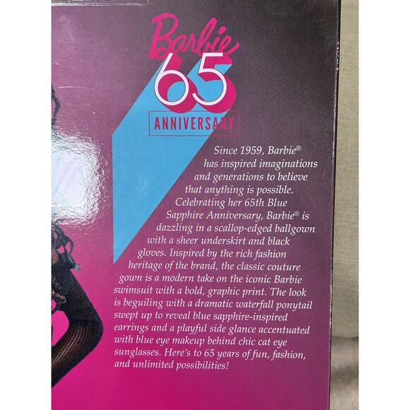 NIB Barbie Signature 65th Blue Sapphire Anniversary Collectible Doll - Picture 4 of 5